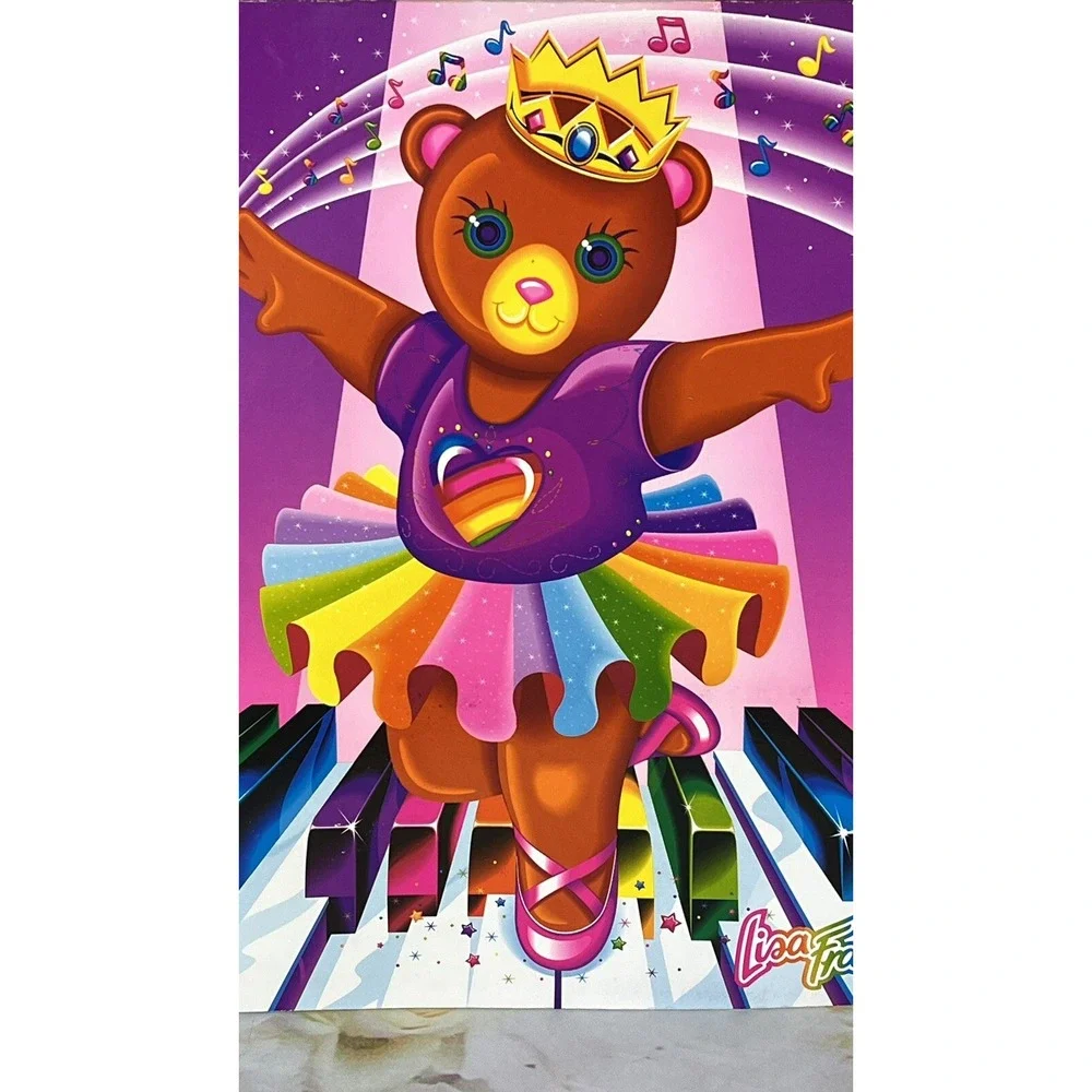 Lisa Frank Folder Ballerina Bear for Three 3 Ring Binder 90s Piano Vintage